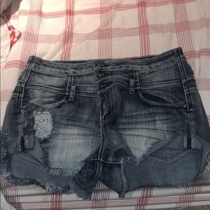 RIPPED JEAN SHORTS